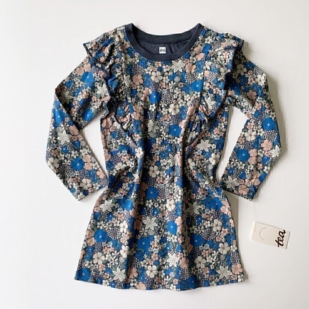 NWT Tea Collection Girl Floral Ruffle Dress 2T 12 Years 14 years